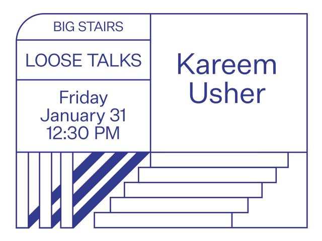 Graphic announcing January 31 Loose Talk with Kareem Usher