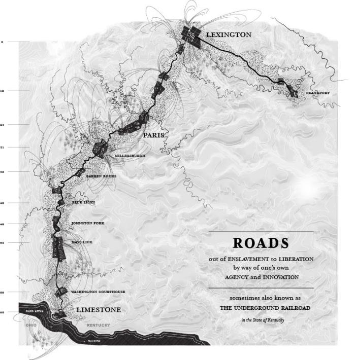 Map showing roads out of enslavement to liberation by way of one's own agency and innovation  