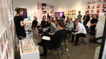 Master of Architecture students in a review at Taubman College of Architecture and Urban Planning at the University of Michigan