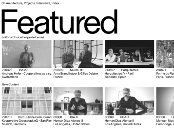 Screenshot of OnArchitecture website showing featured video interviews
